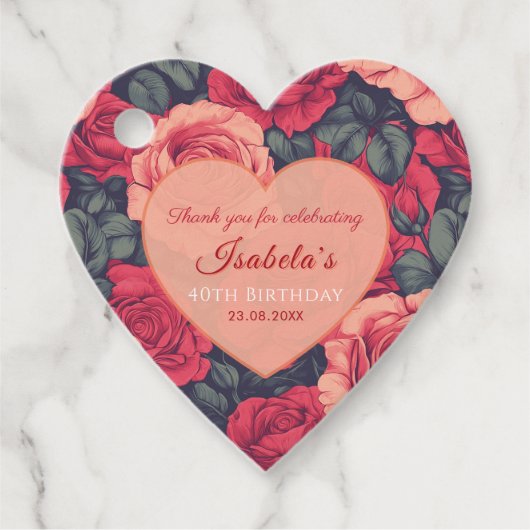 Minimalistic Rose Floral Spring Birthday Bedankjes Labels (Voorkant)