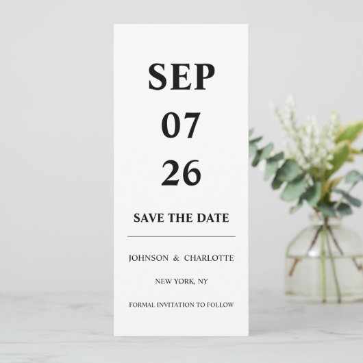 Minimalistic Save The Date Card (Staand voorkant)