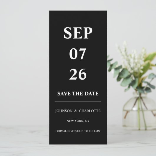 Minimalistic Save The Date Card (Staand voorkant)