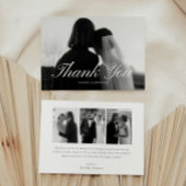 Minimalistic Script 4-Photo Black & White Wedding Bedankkaart