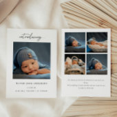 Minimalistic Script 5-Photo Collage Baby Birth Aankondiging