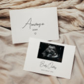 Minimalistic Script Baby Arriving Pregnancy Photo Aankondiging