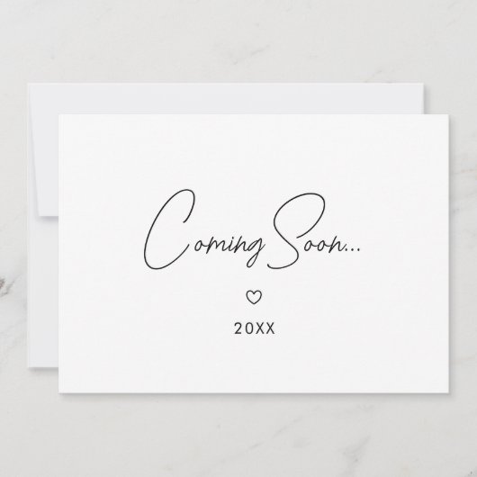 Minimalistic Script "Coming Soon" Baby Pregnancy Aankondiging (Voorkant)