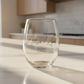 Minimalistic Script Custom Names Engagement Wijnglas Zonder Voet