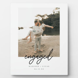 Minimalistic Script "Engaged" Couple Photo Fotoplaat