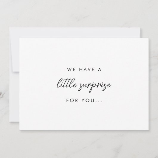 Minimalistic Script "Little Surprise" Pregnancy Aankondiging (Voorkant)