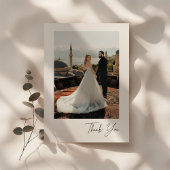Minimalistic Script Wedding Couple Photo Bedankkaart