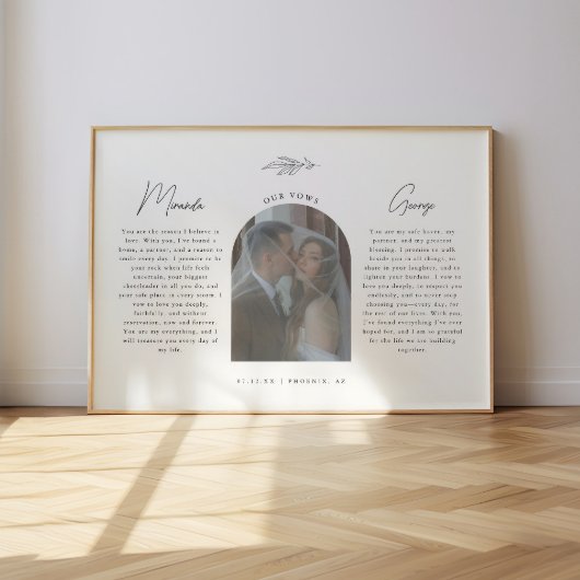 Minimalistic Script Wedding Vows w/ Photo Arch Poster