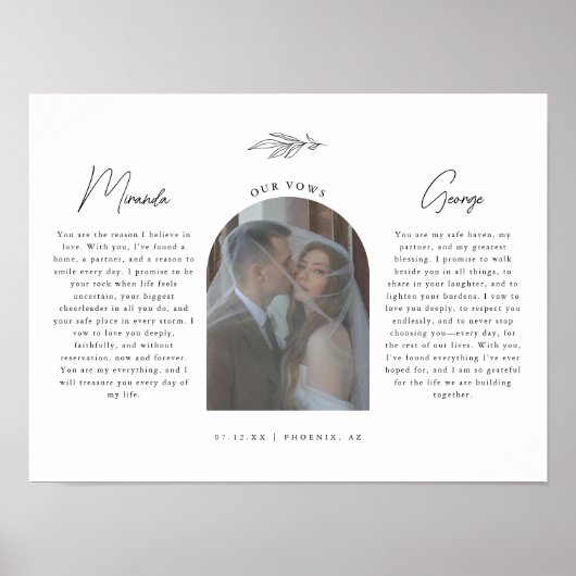 Minimalistic Script Wedding Vows w/ Photo Arch Poster (Voorkant)