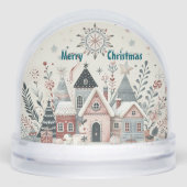 Minimalistic Snow-Clad Christmas Village Boho Art  Sneeuwbol (Voorkant)
