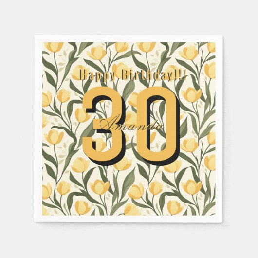 Minimalistic Tulip Themed Birthday Event Servet (Voorkant)