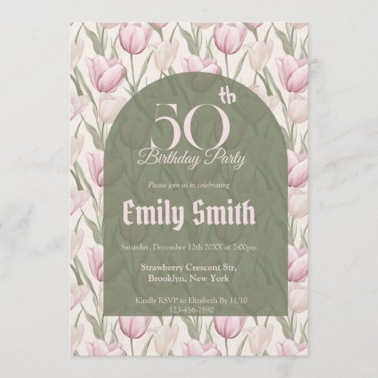 Minimalistic Tulip Themed Custom Birthday Kaart (Voorkant)