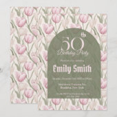 Minimalistic Tulip Themed Custom Birthday Kaart (Voorkant / Achterkant)