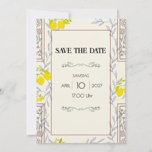 Minimalistic Vintage Botanical Save the Date (Achterkant)