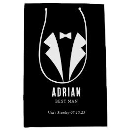 Minimalistic Wedding Best Man Name Black Medium Cadeauzakje