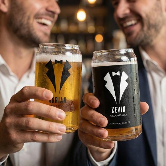 Minimalistic Wedding Best Man Name White Blikvorm Glas