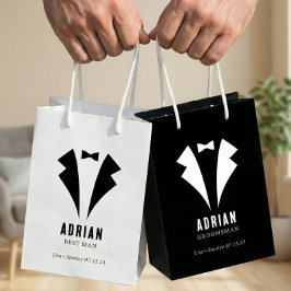 Minimalistic Wedding Best Man Name White Medium Cadeauzakje