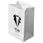 Minimalistic Wedding Best Man Name White Medium Cadeauzakje (Voorkant Gekanteld)