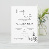 Minimalistic Wedding Invitation in Spanish Kaart (Staand voorkant)