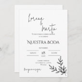 Minimalistic Wedding Invitation in Spanish Kaart (Voorkant / Achterkant)