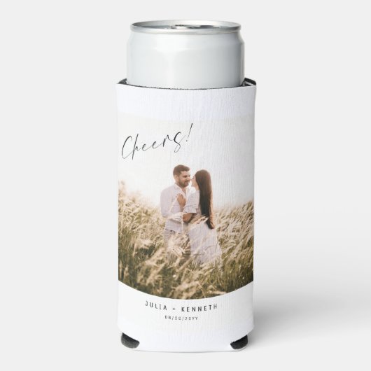 Minimalistic Wedding Photo Wine Seltzer Blikjeskoeler (Seltzer Voorkant)