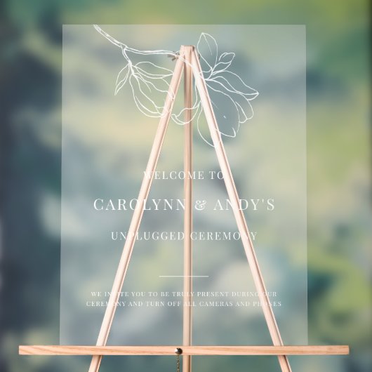 Minimalistic Welcome Unplugged Wedding Ceremony Acryl Bord (Neutraal)