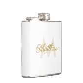 Minimalistic White Gold Voeg naam en Monogram Mann Heupfles (Rechts)