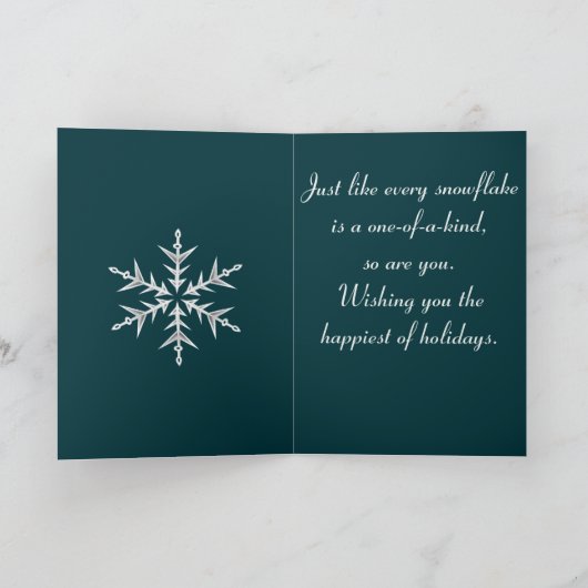 Minimalistic White Snowflake Hand Drawn Art Kaart (Binnen)