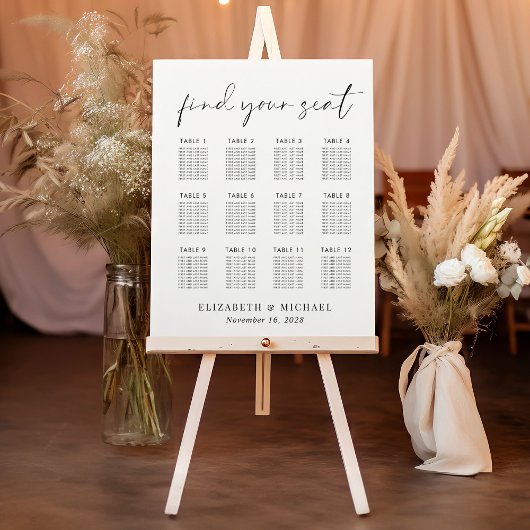 Minimalistisch 12-tabel weddenschapenkaart poster