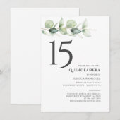 Minimalistisch 15e verjaardag Eucalyptus Quinceane Kaart (Voorkant / Achterkant)