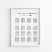 Minimalistisch 16 tafel bruiloft zitgrafiek poster