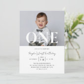 Minimalistisch 1 eerste verjaardagsfeestje kaart (Staand voorkant)