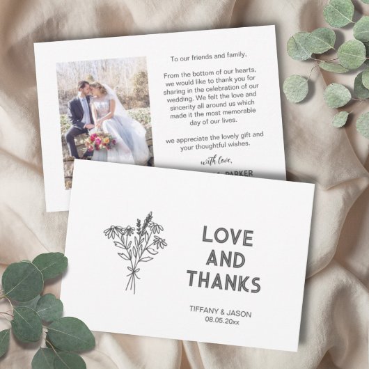 Minimalistisch 1 Foto Clean Simple Modern Weddensc Bedankkaart