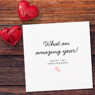Minimalistisch 1 jaar eerste bruiloft Jubileum Kaart