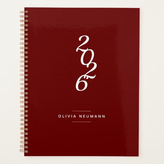 Minimalistisch 2022 Dark Red Weekly | Maandelijks Planner (Voorkant)