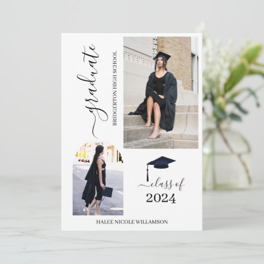 Minimalistisch 2024 Senior Afstuderen Aankondiging (Staand voorkant)