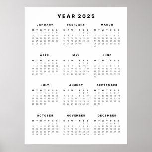 Minimalistisch 2025 Kalender Poster