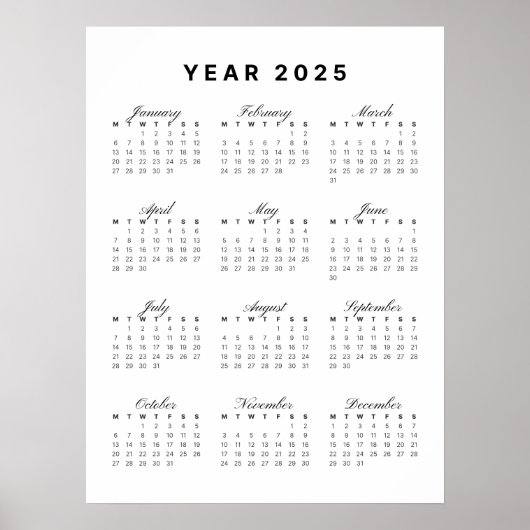 Minimalistisch 2025 Kalender Poster (Voorkant)