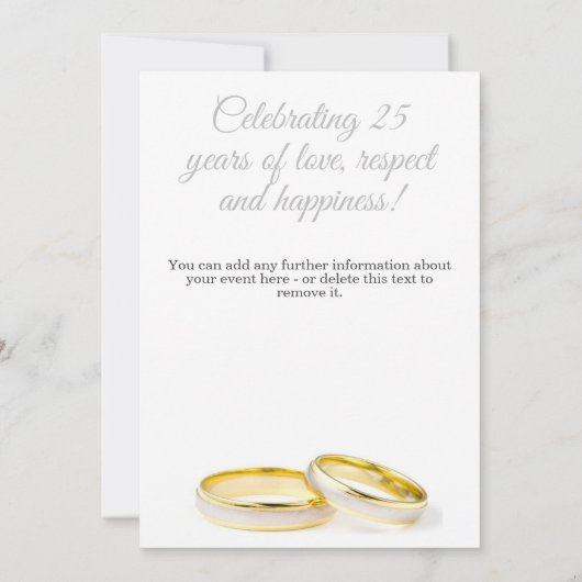 Minimalistisch 25e bruiloft Jubileum Kaart (Achterkant)