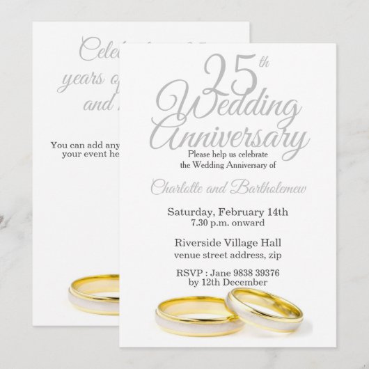 Minimalistisch 25e bruiloft Jubileum Kaart (Voorkant / Achterkant)