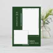 Minimalistisch 2 donkergroene fotokerstmis feestdagenkaart (Staand voorkant)
