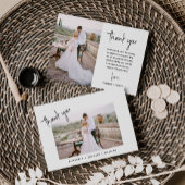 Minimalistisch 2-foto Modern Script Wedding Bedankkaart
