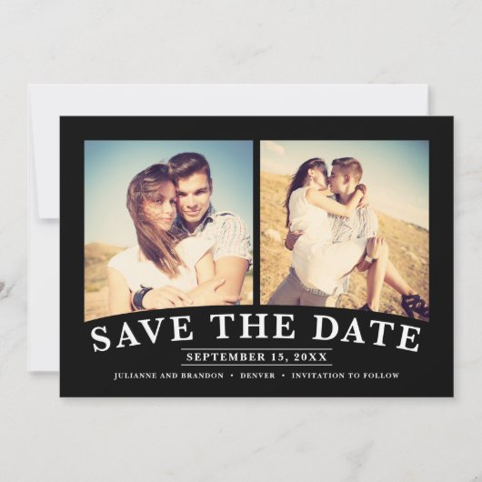 Minimalistisch 2-foto Opslaan datum Save The Date (Voorkant)
