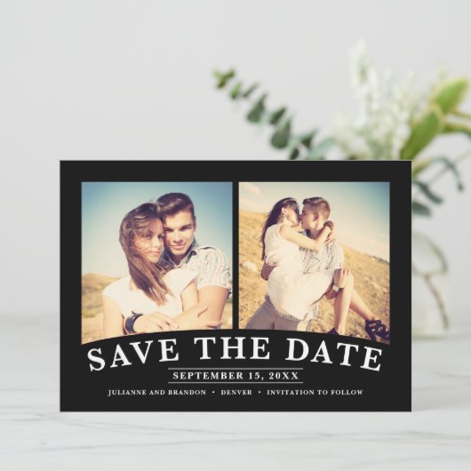 Minimalistisch 2-foto Opslaan datum Save The Date (Staand voorkant)