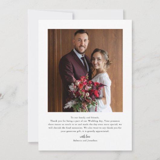 Minimalistisch 2 Fotobruiloft - Hartelijk dank - K Bedankkaart (Achterkant)