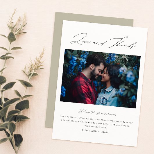 Minimalistisch 2 Fotobruiloft - Hartelijk dank - K Bedankkaart