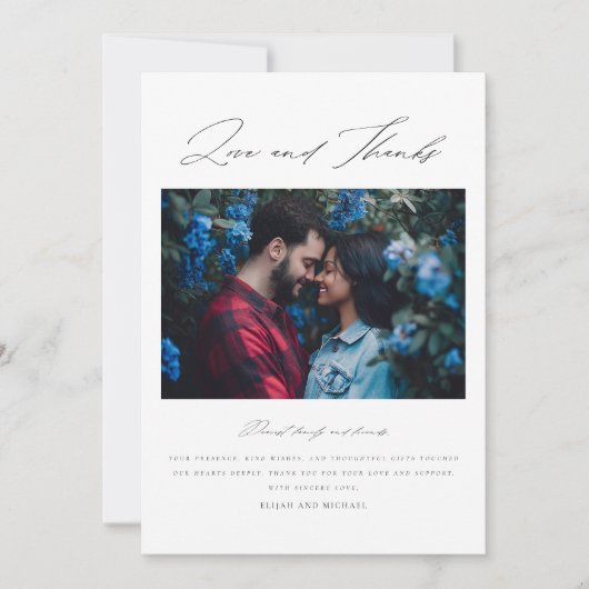 Minimalistisch 2 Fotobruiloft - Hartelijk dank - K Bedankkaart (Voorkant)