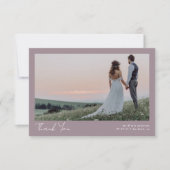 Minimalistisch 2 fotokalligrafie bruiloft bedankkaart (Voorkant)