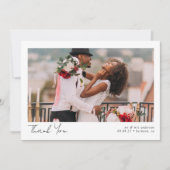 Minimalistisch 2 fotokalligrafie bruiloft bedankkaart (Voorkant)