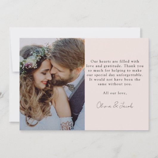 Minimalistisch 2 fotokalligrafie bruiloft bedankkaart (Achterkant)